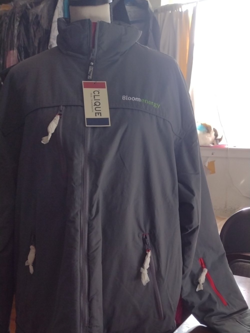 Clique Men’s Charcoal Performance Jacket - Bloom Energy Embroidered